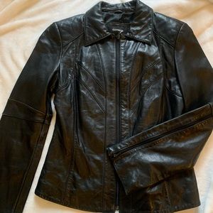 Express Jet Black Leather Jacket